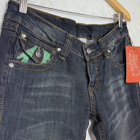NWT True Religion 29 Joey Big‎ T Jeans Painted Flap Straight Low-Rise Streetwear - Picture 2 of 11